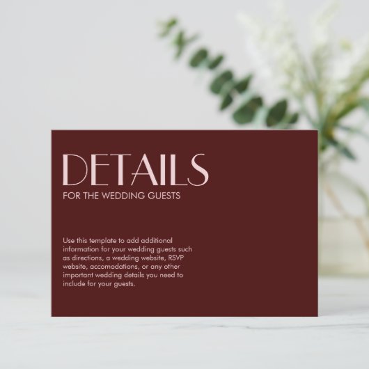 マルーン淡い色のとピエレガントック結婚シック エンクロージャーカード (スタンド正面)