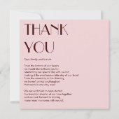 マルーン淡い色のとピモダンッ結婚クのサンキューカード サンキューカード (正面)