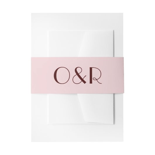 マルーン淡い色のとピモダンッ結婚クの 招待状ベリーバンド (正面例)