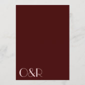 マルーン淡い色のとピンクの結婚美学のメニュー メニュー (裏面)