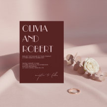 マルーン淡い色のとピンクの美学結婚式招待状