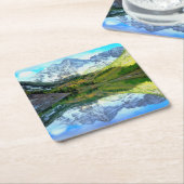 マルーン湖に反射するマルーンの鐘 スクエアペーパーコースター (アングル)