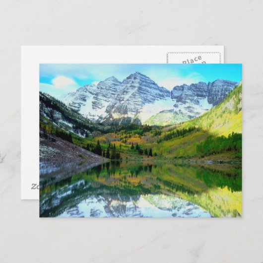 マルーン湖に反射するマルーンの鐘 ポストカード (正面/裏面)