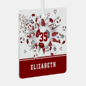 マルーン灰色のサッカーボールが星をパーソナライズされた獲得 メタルオーナメント (正面右)