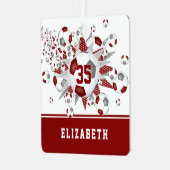 マルーン灰色のサッカーボールが星をパーソナライズされた獲得 メタルオーナメント (正面左)