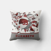 マルーン灰色のスポーツルームガールズバスケットの星 クッション (裏面)