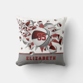 マルーン灰色のスポーツルームガールズバスケットの星 クッション (正面)