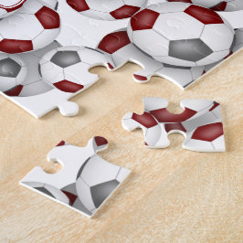 マルーン灰色のチームカラーガールズボーイズサッカー ジグソーパズル