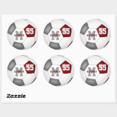 マルーン灰色のチームカラーサッカーボールパーソナライズされた ラウンドシール (シート)