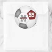 マルーン灰色のチームカラーサッカーボールパーソナライズされた ラウンドシール (バッグ)