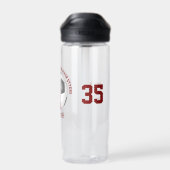 マルーン灰色のチームカラーパーソナライズされたサッカー ウォーターボトル (背面)