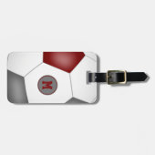 マルーン灰色のチームカラー旅行サッカーバッグ ラゲッジタグ (正面横)