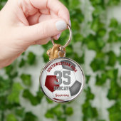 マルーン灰色のチームプレーヤー名ボーイズガールサッカー キーホルダー (手)