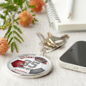 マルーン灰色のチームプレーヤー名ボーイズガールサッカー キーホルダー (側面)