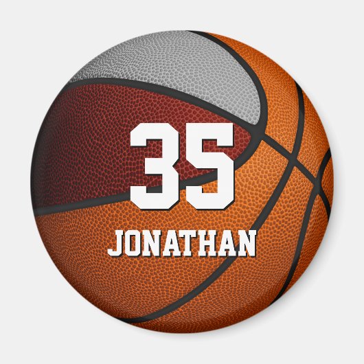 マルーン灰色のバスケットボールのチームギフト マグネット (正面)