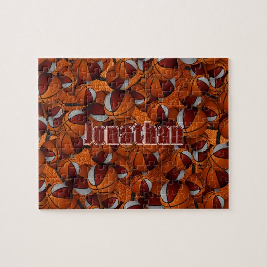 マルーン灰色のバスケットボールの男の子チームカラー ジグソーパズル (横)