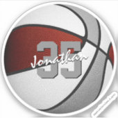 マルーン灰色のバスケットボールチームは10未満のギフトを着色する シール (正面)