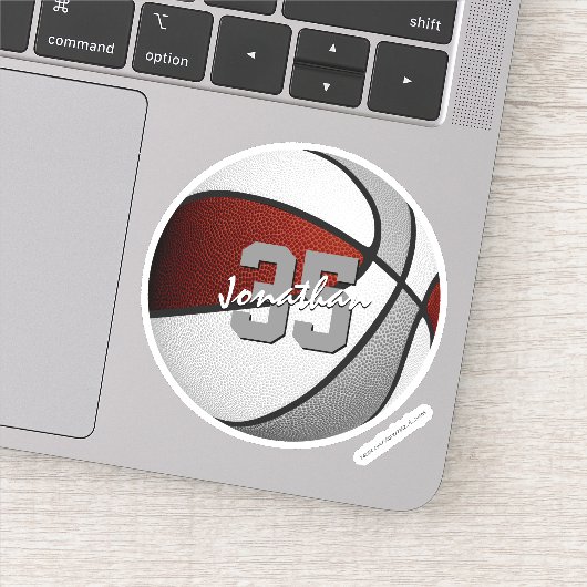マルーン灰色のバスケットボールチームは10未満のギフトを着色する シール (詳細)