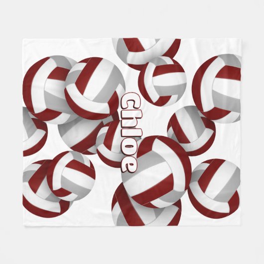 マルーン灰色のバレーボール女子スポーツルームの装飾 フリースブランケット (正面(横))