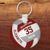 マルーン灰色の女の子の男の子チームカラーバレーボール キーホルダー (正面)