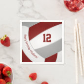 マルーン灰色の女の子の男の子バレーボールパーティー スタンダードカクテルナプキン (インサイチュ)