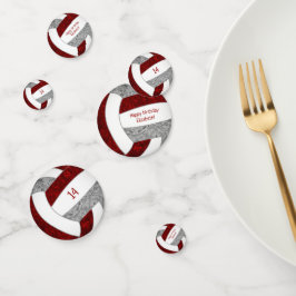 マルーン灰色の女の子バレーボールパーソナライズされた誕生日 コンフェッティ