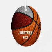 マルーン灰色の男の子の子記念バスケットボール メタルオーナメント (正面左)