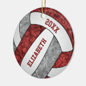 マルーン灰色の白いガーリースポーティなキープサバレーボール セラミックオーナメント (左)