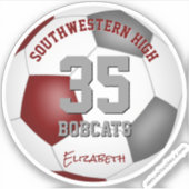 マルーン灰色アスリート名ジャージー番号サッカー シール (正面)