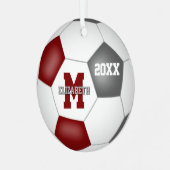 マルーン灰色サッカークラブカラー記念品 メタルオーナメント (正面左)