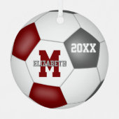 マルーン灰色サッカークラブカラー記念品 メタルオーナメント (正面)
