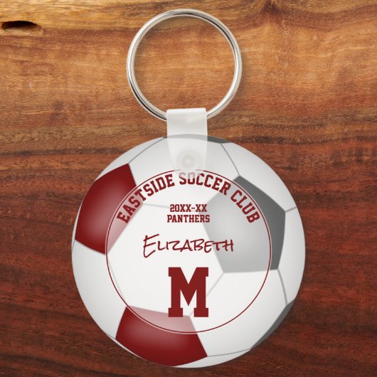 マルーン灰色サッカーチームのギフトキッズスポーツ キーホルダー (正面)