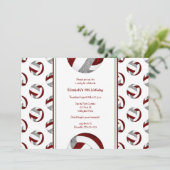 マルーン灰色スポーティガーリーバレーボール誕生日パーティー 招待状 (スタンド正面)