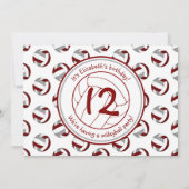 マルーン灰色スポーティガーリーバレーボール誕生日パーティー 招待状 (裏面)