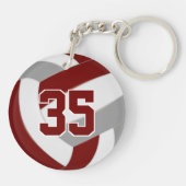 マルーン灰色チームの色バレーボパーソナライズされたール キーホルダー (裏面)