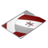 マルーン灰色チームカラーガールズボーイズバレーボール ノートブック (左側)