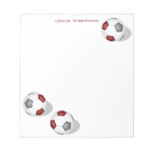 マルーン灰色チームカラーサッカーコーチアスリート名 ノートパッド (正面)