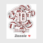 マルーン灰色チームカラーバレーボールの子供の名前 シール (シート)