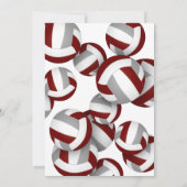 マルーン灰色チームカラーバレーボール子供の誕生日 招待状 (裏面)