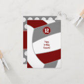 マルーン灰色バレーボールの誕生日または祝い カード (正面/裏面インサイチュ)