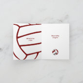 マルーン灰色バレーボールの誕生日または祝い カード (内部)