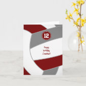 マルーン灰色バレーボールの誕生日または祝い カード (黄色い花)