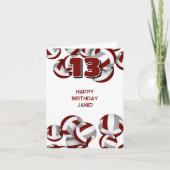 マルーン灰色バレーボールキッズスポーツハッピーバースデー カード (正面)