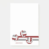 マルーン灰色バレーボールストライプ選手の名前 ポストイット (正面)