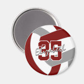 マルーン灰色バレーボールチームの色のギフト マグネット (正面/裏面)