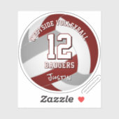 マルーン灰色バレーボールチームの色キッズチーム名 シール (シート)