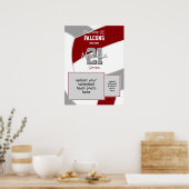 マルーン灰色バレーボールチームカラー記念 ポスター (キッチン)