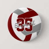 マルーン灰色バレーボールチームカラー 缶バッジ (正面)