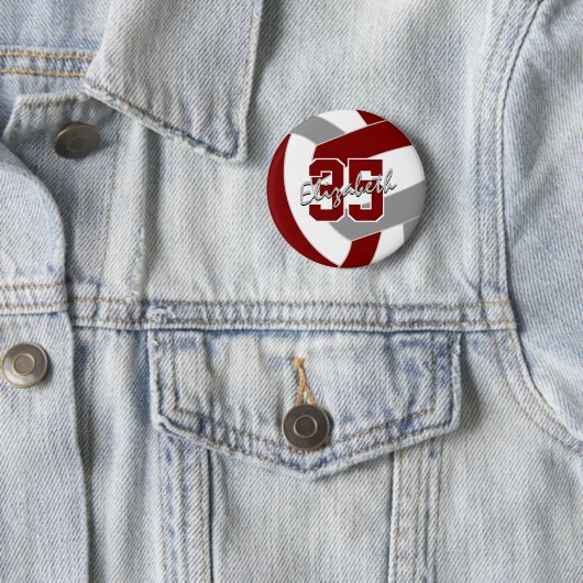 マルーン灰色バレーボールチームカラー 缶バッジ (インサイチュ)