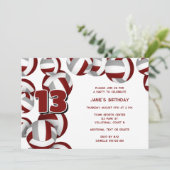 マルーン灰色バレーボール女の子の男の子の誕生日パーティー 招待状 (スタンド正面)